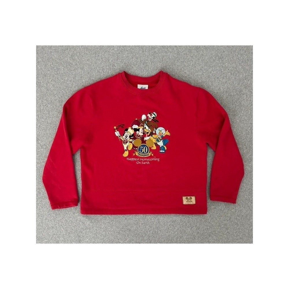 Disneyland Resort 50th Anniversary Red Crewneck Sweatshirt Mickey Friends Mens M
